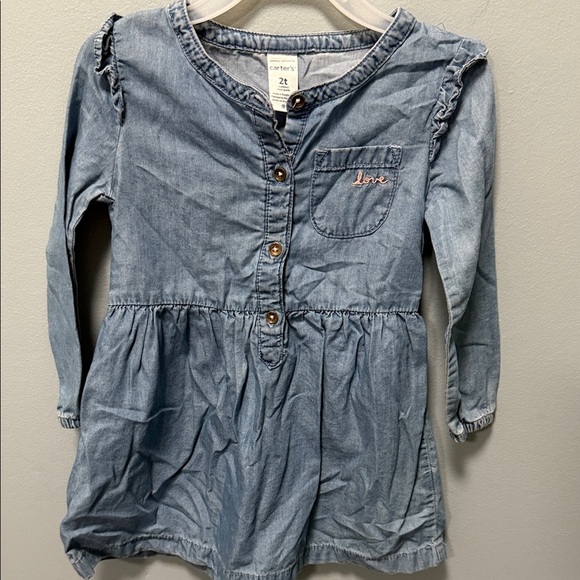 Carter's Denim Dress with Embroidered Pocket - Picture 1 of 9